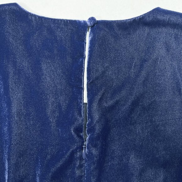 J. Crew Velvet Ruffle-Hem Dress in Vivid Ink Blue Drop Waist Size 6 - NWOT - Picture 4 of 8